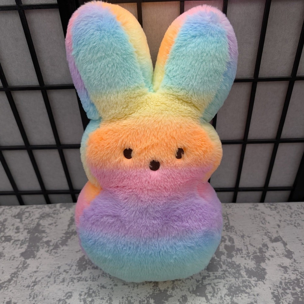 Peeps Brand Rainbow Tie Dye Bunny Plush Stuffed Animal Toy 18 inch